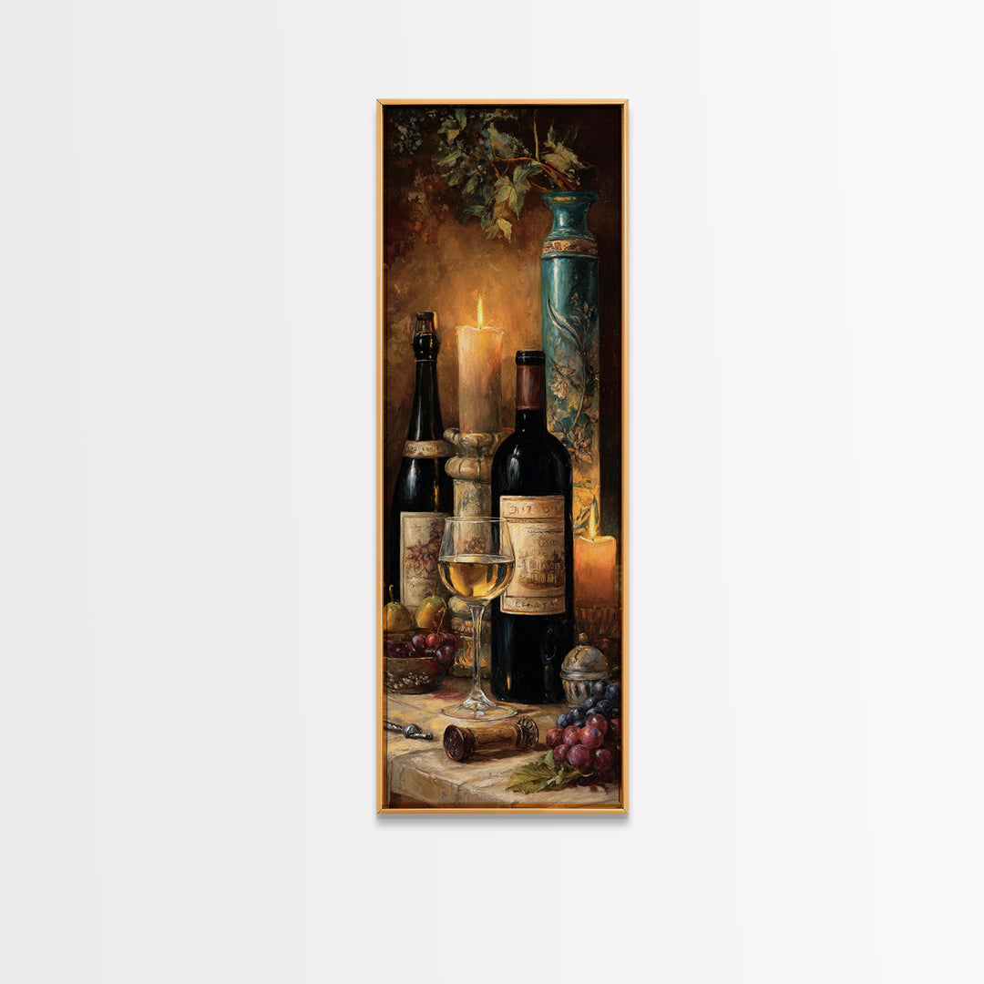 Old Cellar Key and Wine Label Shapes Framed Canvas Print, Winery Art, Wall Decor, Winery Decor, Fine Art, Vineyard, Kitchen Art, WIN-1x3-24