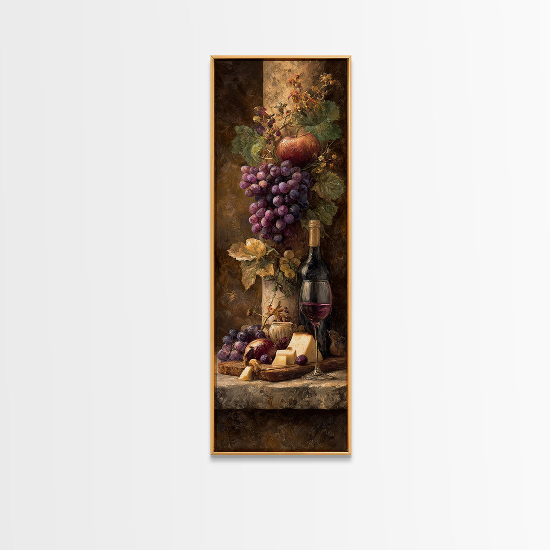 Charcuterie Board with Grapes and Cheese Canvas Print, Winery Art, Wall Hanging, Winery Decor, Vineyard, Preppy Wall Art, WIN-1x3-25