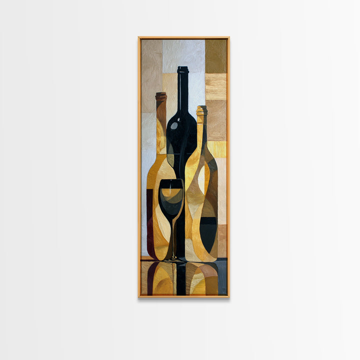 Black and Gold Wine Bottle Silhouette Canvas Print, Winery Art, Painting, Winery Decor, Fine Art, Vineyard, Living Room Decor, WIN-1x3-28