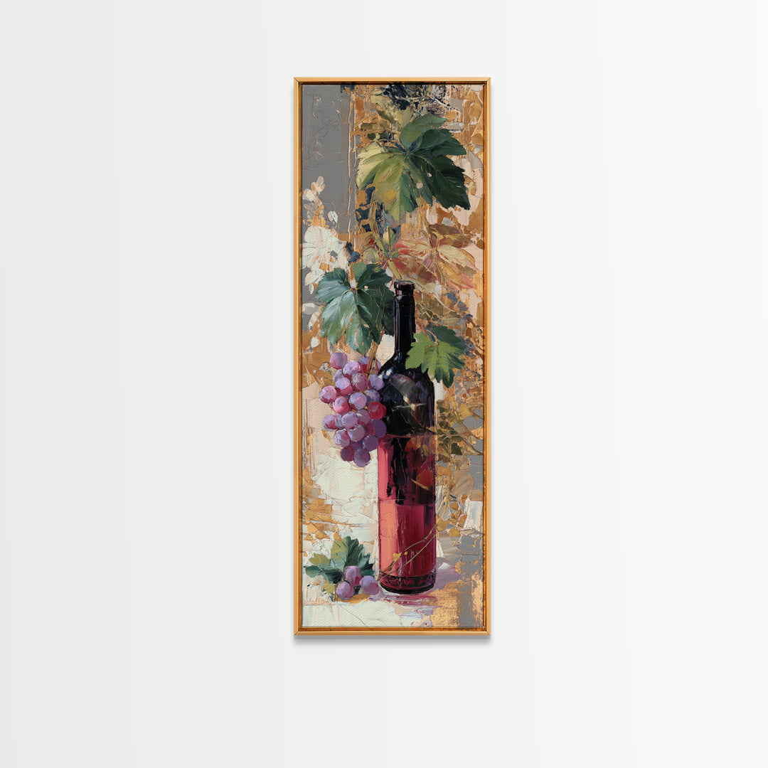 Burgundy Abstract with Gold Accents Canvas Print, Winery Art, Artwork, Winery Decor, Abstract Art, Vineyard, Bar Decor, WIN-1x3-35