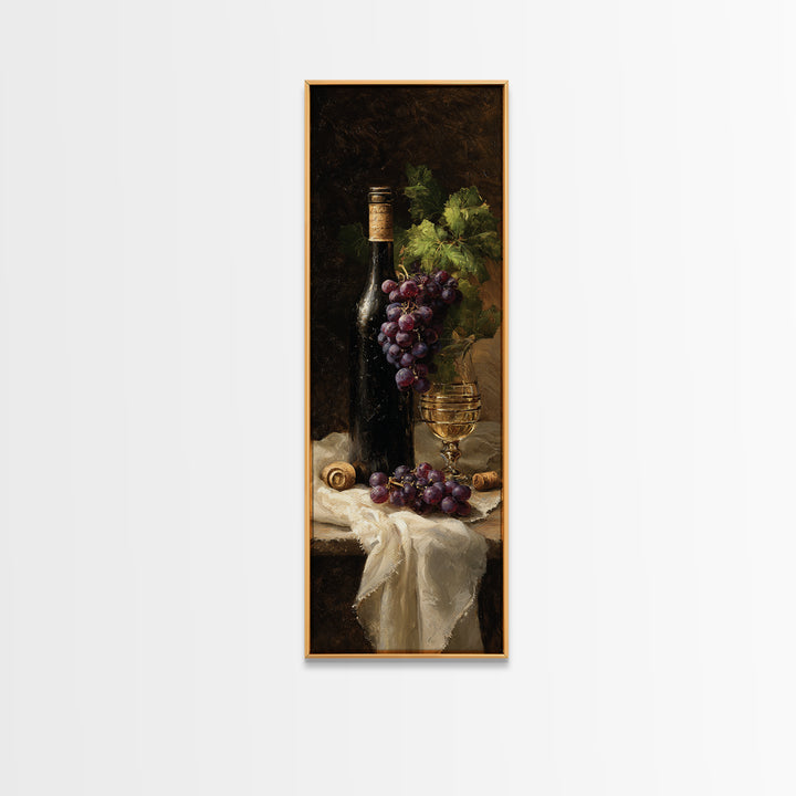 Champagne Grapes and White Linen Still Life Canvas Print, Winery Art, Matisse Print, Winery Decor, Abstract Art, Vineyard, WIN-1x3-41