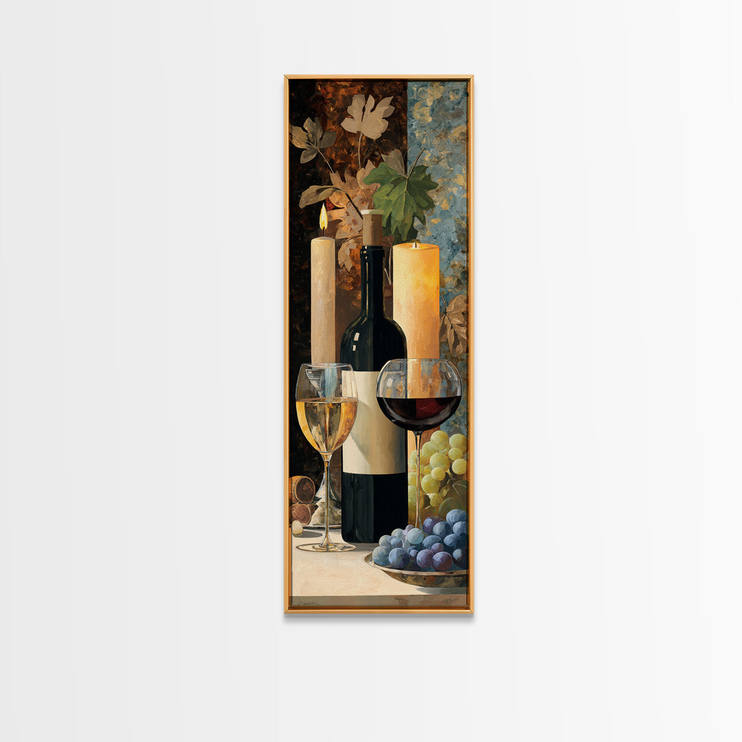 Wine Tasting Flight Rendered as Elegant Still Framed Canvas Print, Winery Art, Modern Decor, Winery Decor, Fine Art, Vineyard, WIN-1x3-46