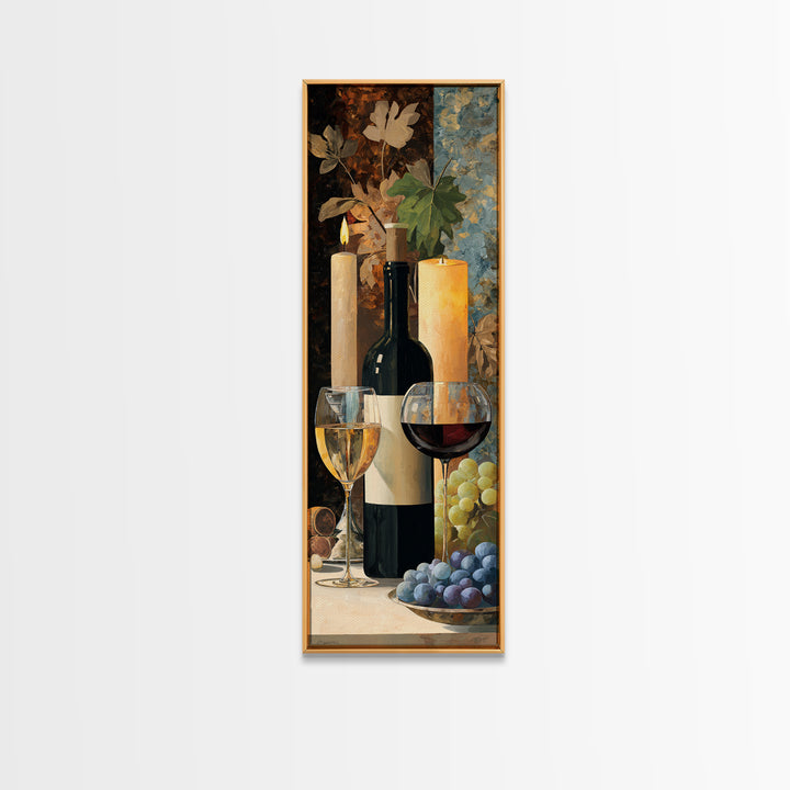Wine Tasting Flight Rendered as Elegant Still Framed Canvas Print, Winery Art, Modern Decor, Winery Decor, Fine Art, Vineyard, WIN-1x3-46