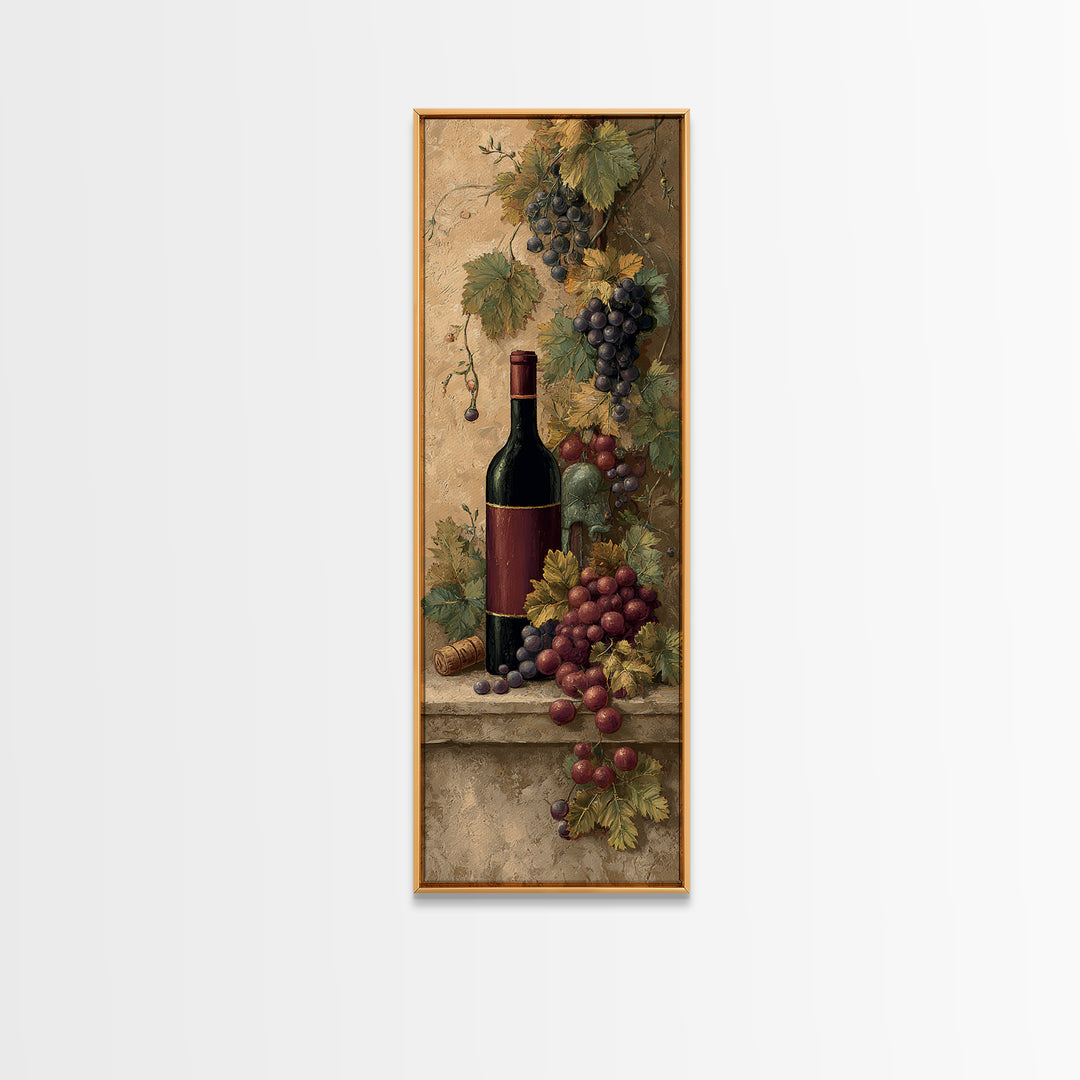 Old Cellar Key and Wine Label Shapes Canvas Print, Winery Art, Oil Painting, Winery Decor, Abstract Art, Vineyard, WIN-1x3-48