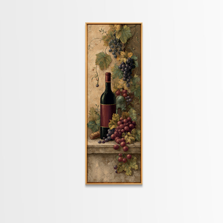 Old Cellar Key and Wine Label Shapes Canvas Print, Winery Art, Oil Painting, Winery Decor, Abstract Art, Vineyard, WIN-1x3-48