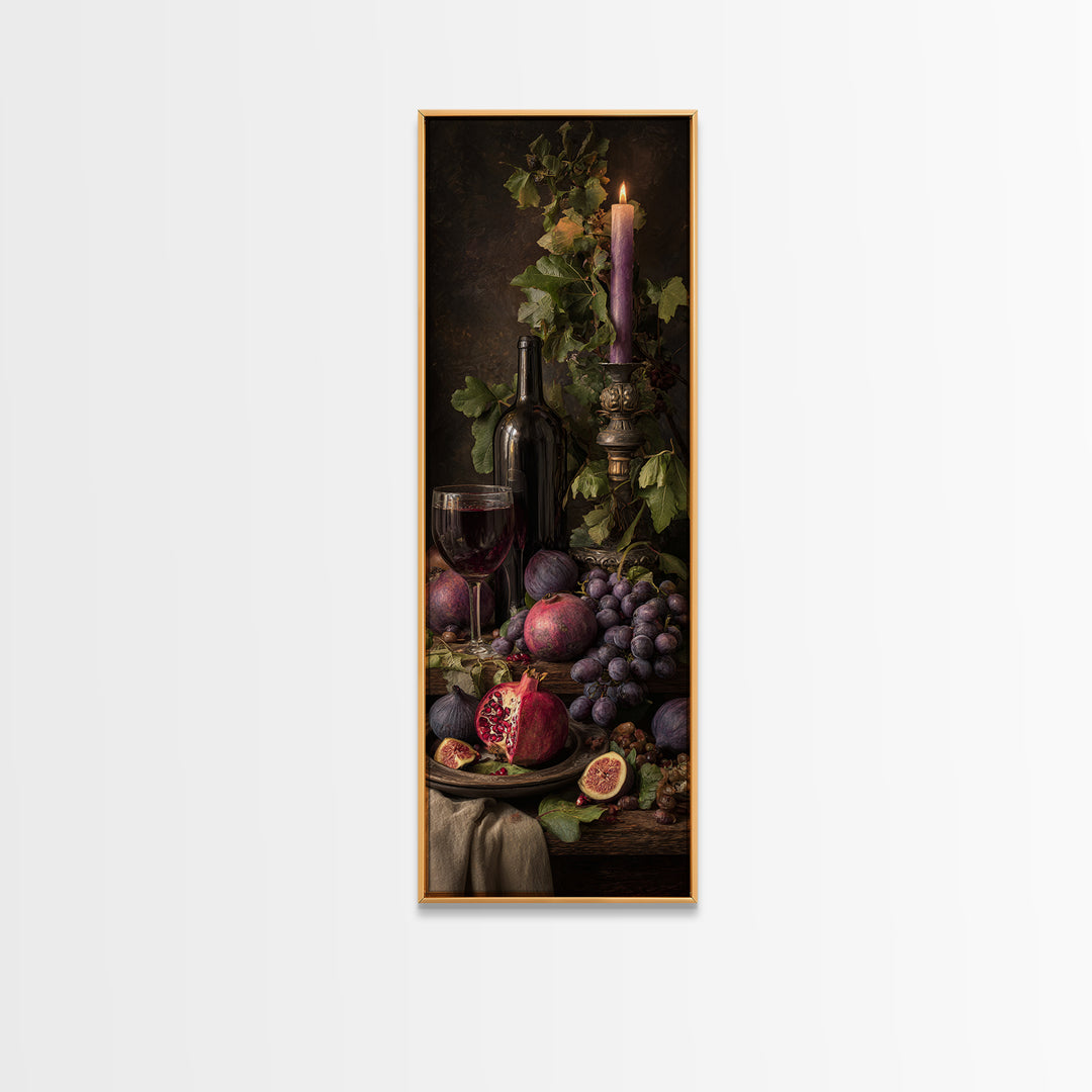 Pomegranate Figs and Red Wine Composition Canvas Print, Winery Art, Fine Art Print, Winery Decor, Fine Art, Vineyard, WIN-1x3-5
