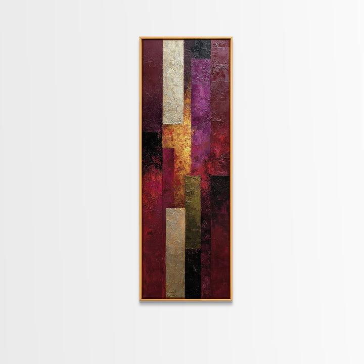 Burgundy Abstract with Gold Accents Canvas Print, Winery Art, Preppy Wall Art, Winery Decor, Vineyard, Statement Artwork, WIN-1x3-59