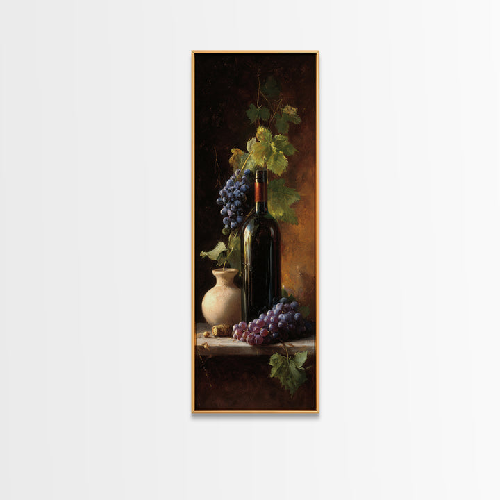 Tuscan Vineyard at Golden Hour Canvas Print, Winery Art, Travel Poster, Winery Decor, Oil Painting, Vineyard, Minimalist Decor, WIN-1x3-63