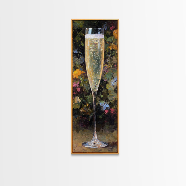 Champagne Coupe with Bubbles and Light Canvas Print, Winery Art, Wall Hanging, Winery Decor, Vineyard, Preppy Wall Art, WIN-1x3-7