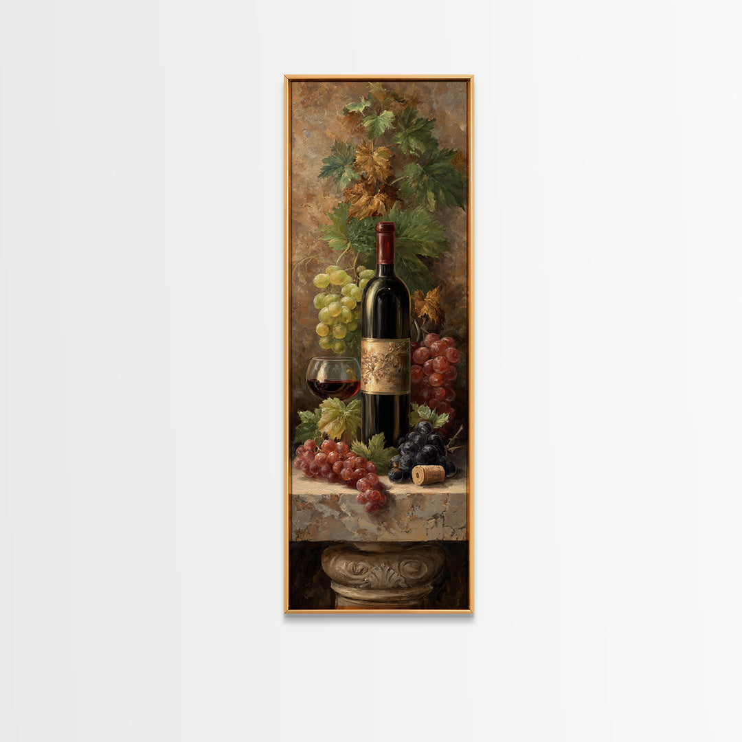 Wine Tasting Flight Rendered as Elegant Still Framed Canvas Print, Winery Art, Modern Decor, Winery Decor, Fine Art, Vineyard, WIN-1x3-70
