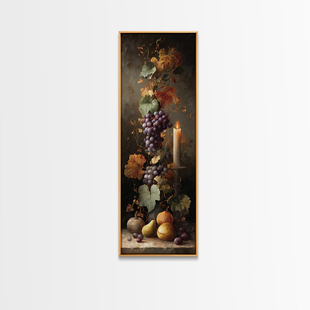 Vine Leaves Turning Autumn Red and Gold Framed Canvas Print, Winery Art, Gallery Decor, Winery Decor, Fine Art, Vineyard, WIN-1x3-71