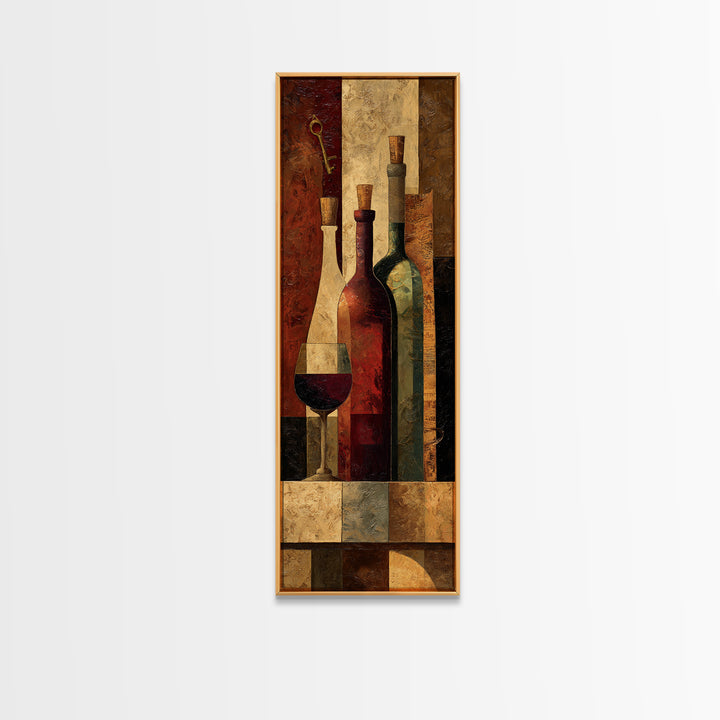 Old Cellar Key and Wine Label Shapes Canvas Print, Winery Art, Retro Wall Art, Winery Decor, Abstract Art, Vineyard, WIN-1x3-72