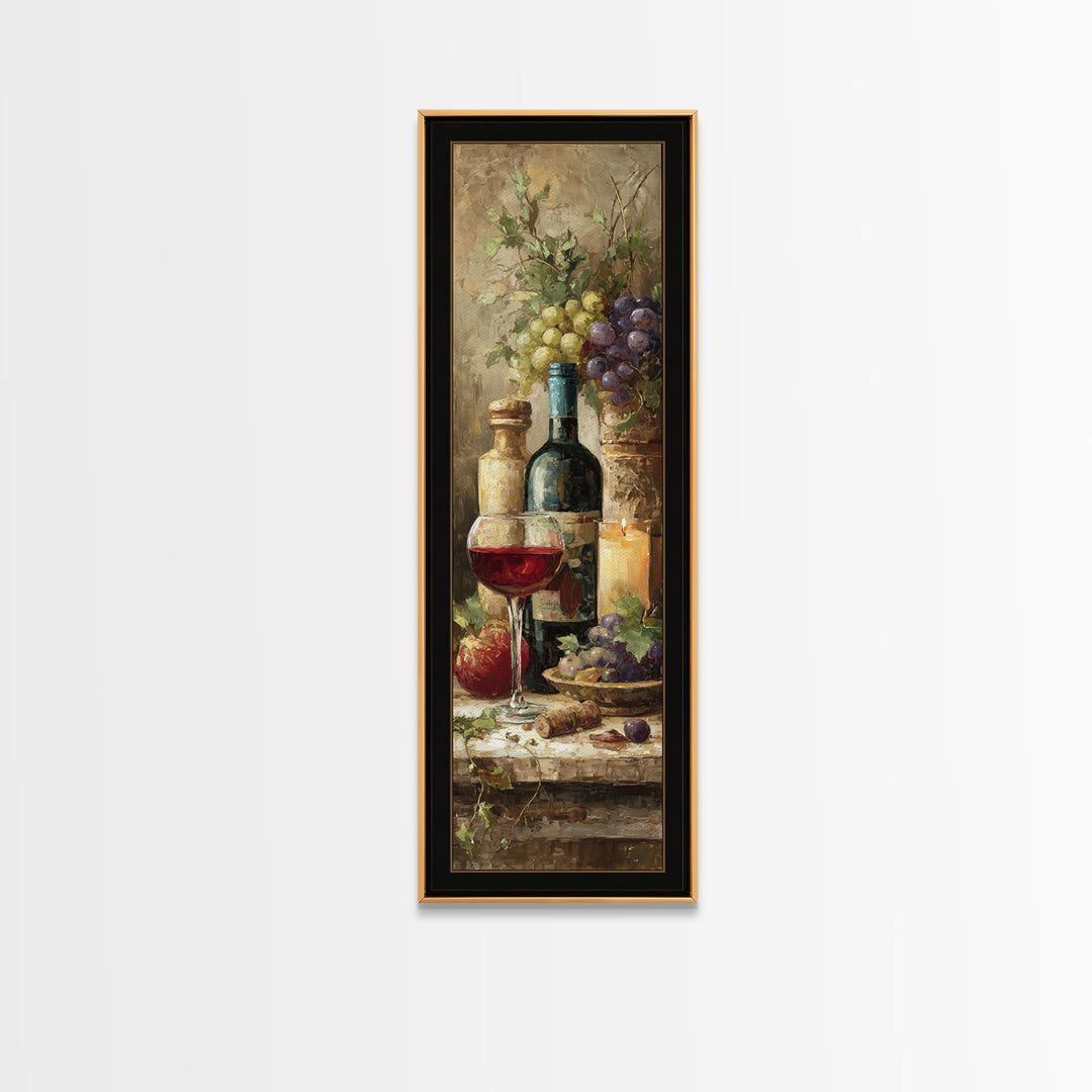 Italian Villa Vineyard Landscape Framed Canvas Print, Winery Art, Preppy Wall Art, Winery Decor, Oil Painting, Vineyard, WIN-1x3-80