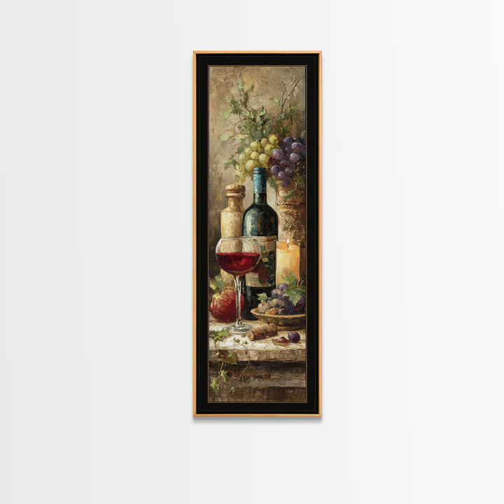 Italian Villa Vineyard Landscape Framed Canvas Print, Winery Art, Preppy Wall Art, Winery Decor, Oil Painting, Vineyard, WIN-1x3-80