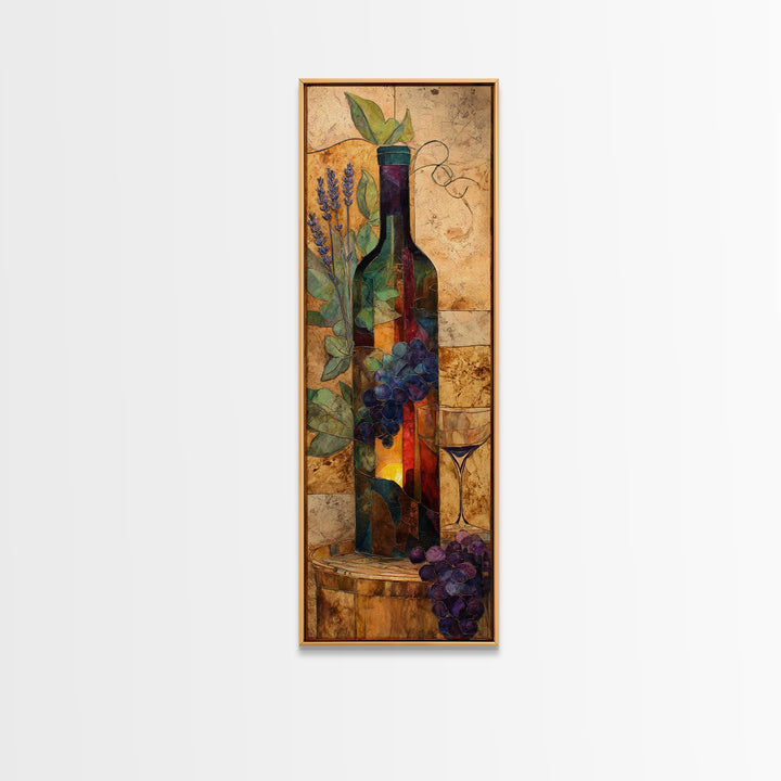 Wine Barrel with Lavender and Sunlight Canvas Print, Winery Art, Wall Art, Winery Decor, Oil Painting, Vineyard, WIN-1x3-90