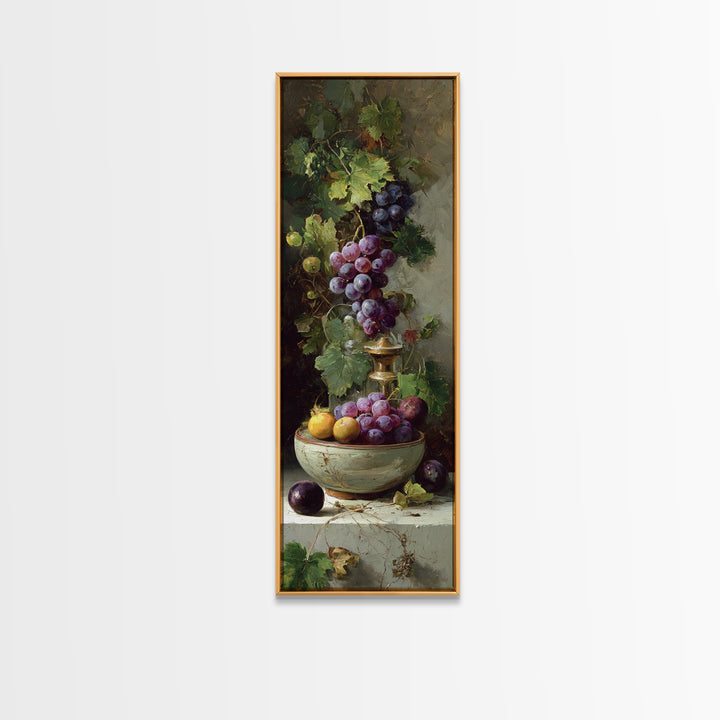 Grapes in a Ceramic Bowl with Shadows Canvas Print, Winery Art, Print, Winery Decor, Fine Art, Vineyard, Wall Art Print, WIN-1x3-93
