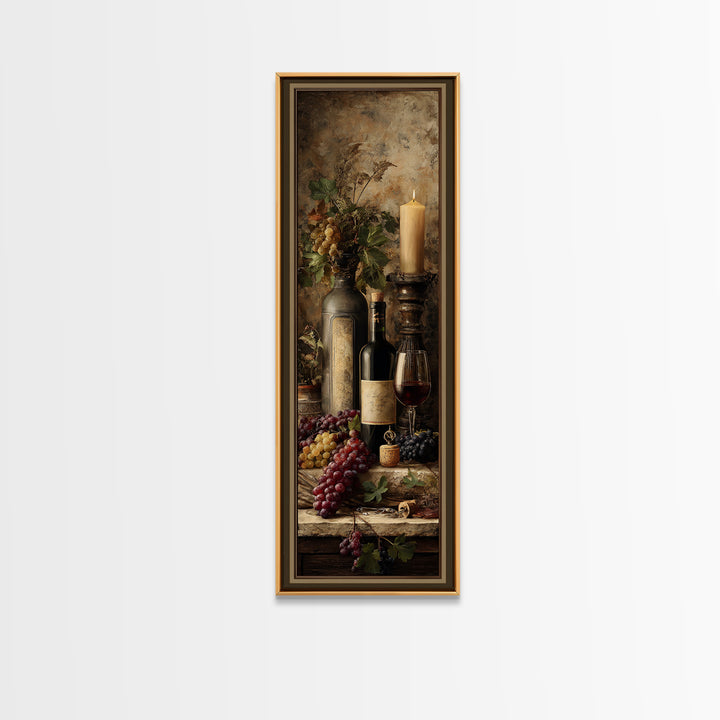 Old Cellar Key and Wine Label Shapes Framed Canvas Print, Winery Art, Landscape Art, Winery Decor, Fine Art, Vineyard, WIN-1x3-96