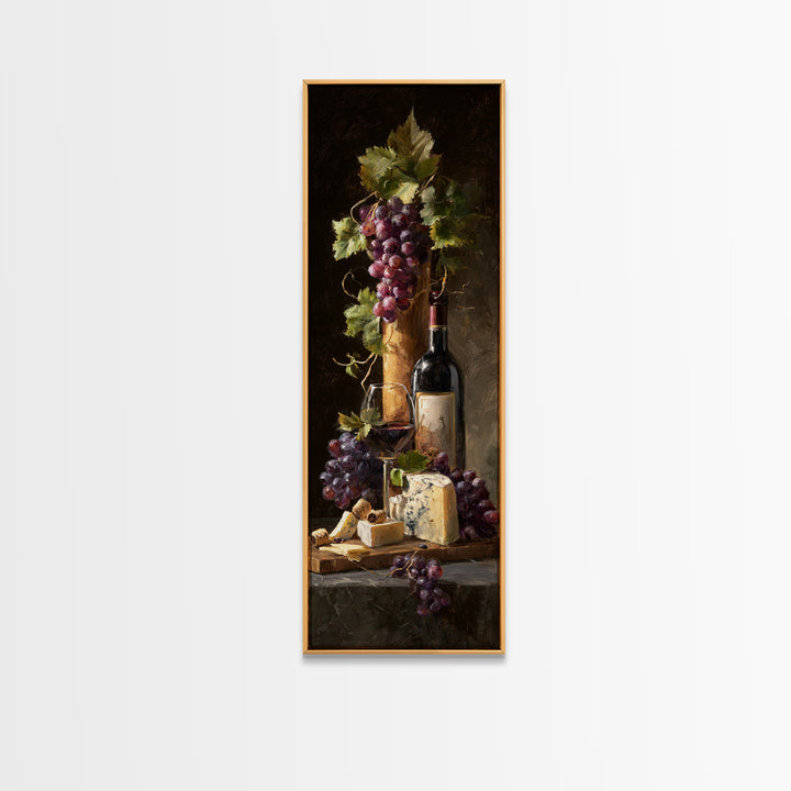 Charcuterie Board with Grapes and Cheese Canvas Print, Winery Art, Boho Decor, Winery Decor, Oil Painting, Vineyard, Art Print, WIN-1x3-97