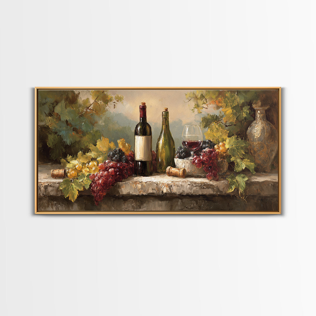 Italian Villa Vineyard Landscape Framed Canvas Print, Winery Art, Fine Art Print, Winery Decor, Fine Art, Vineyard, Wall Decor, WIN-2x1-16