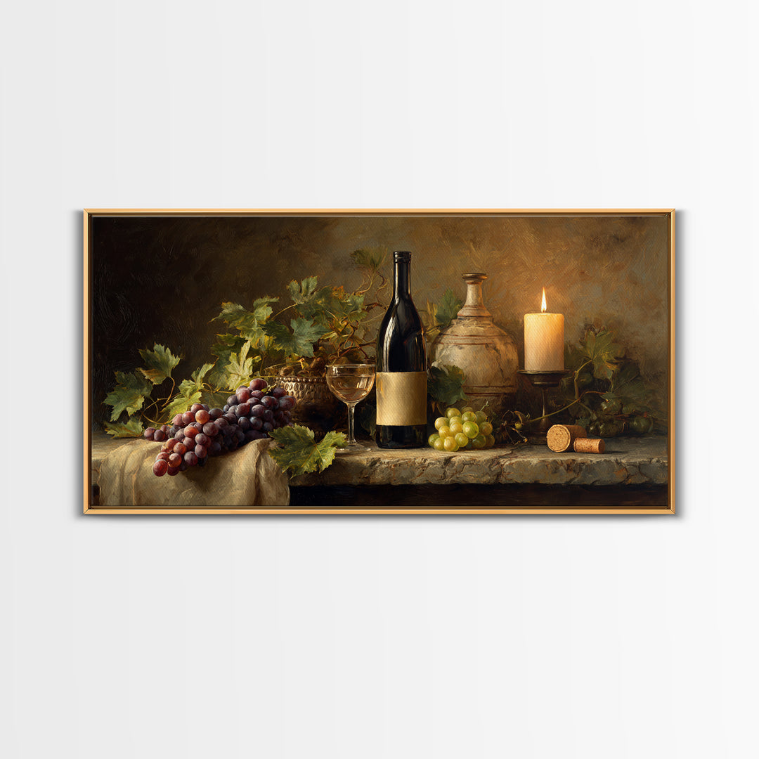 Wine Tasting Flight Rendered as Elegant Still Framed Canvas Print, Winery Art, Minimalist Decor, Winery Decor, Vineyard, WIN-2x1-30