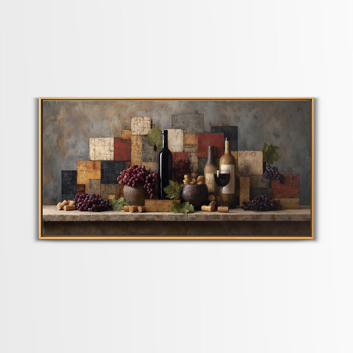 Corks Arranged as Geometric Pattern Framed Canvas Print, Winery Art, Luxury Decor, Winery Decor, Abstract Art, Vineyard, WIN-2x1-38