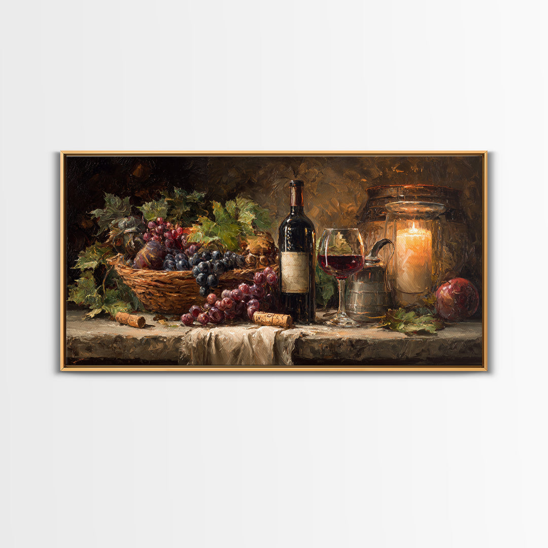 Wine Harvest Basket Framed Canvas Print, Winery Art, Room Decor, Winery Decor, Fine Art, Vineyard, Printable Wall Art, WIN-2x1-42