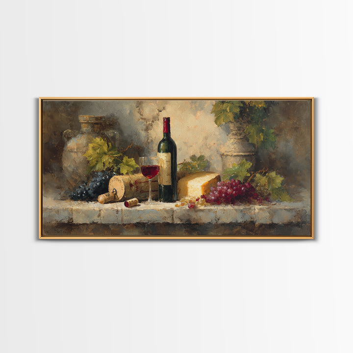 Corkscrew and Corks on Rustic Wood Canvas Print, Winery Art, Painting, Winery Decor, Fine Art, Vineyard, Living Room Decor, WIN-2x1-48