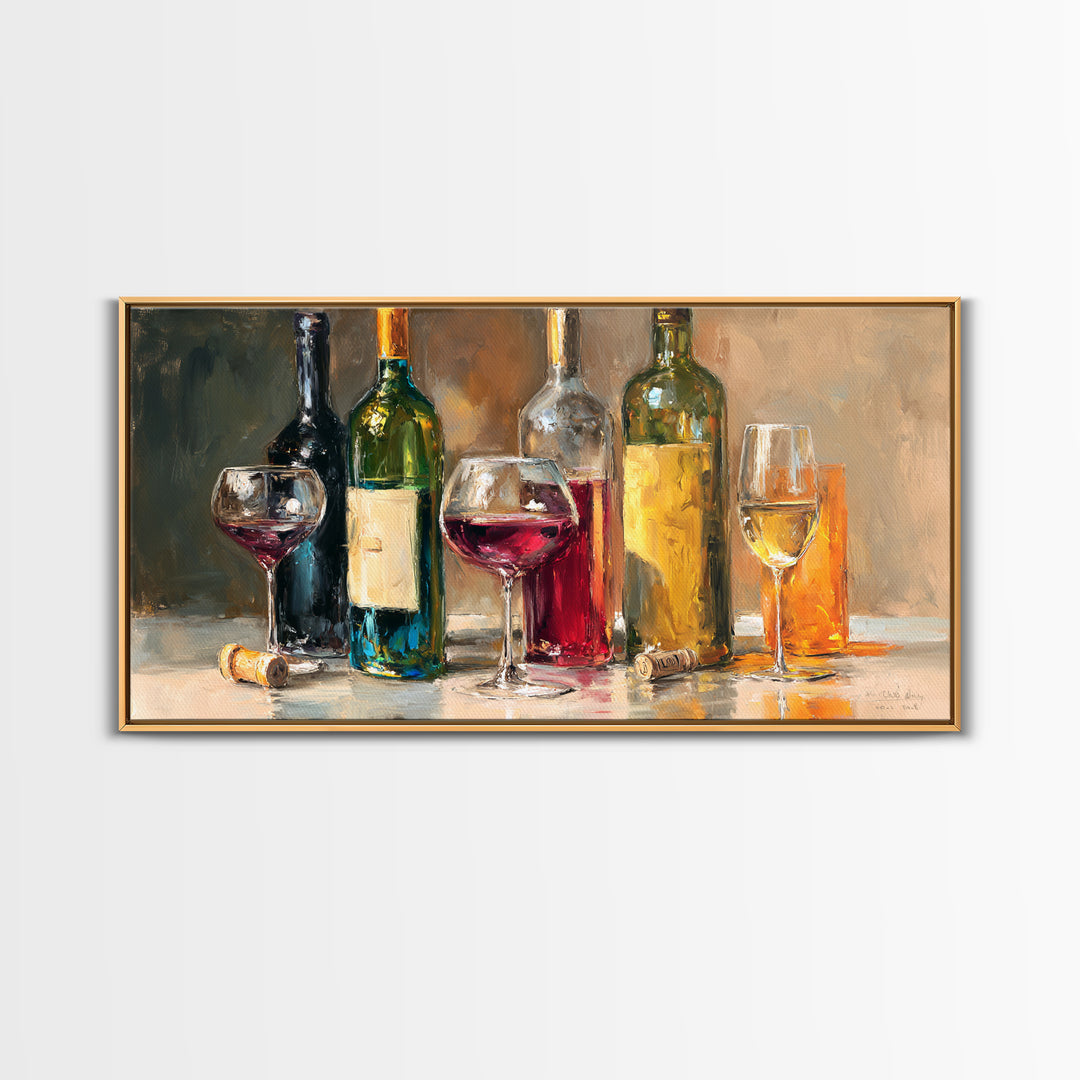 Wine Tasting Flight Rendered as Elegant Still Canvas Print, Winery Art, Painting, Winery Decor, Vineyard, Living Room Decor, WIN-2x1-54