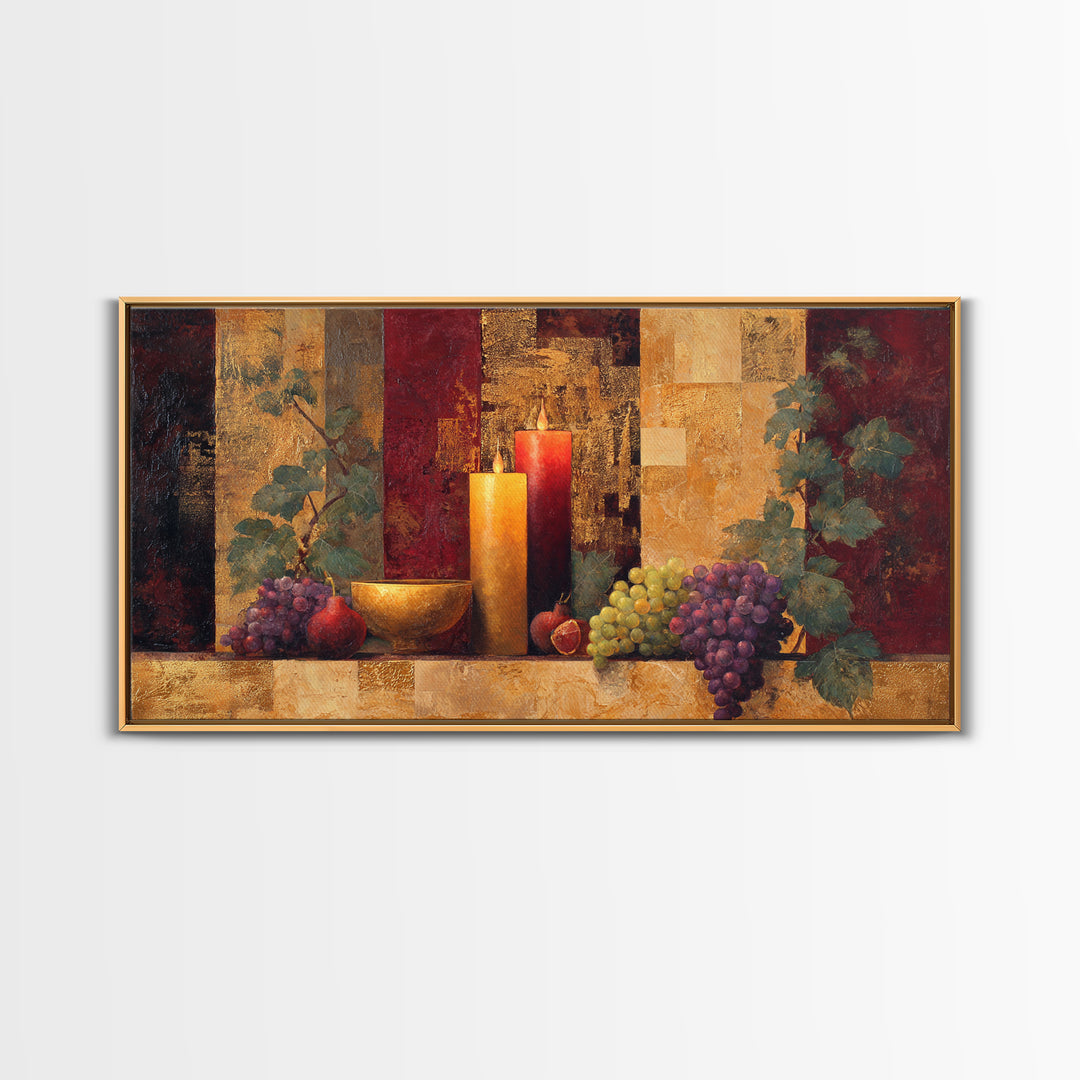 Burgundy Abstract with Gold Accents Framed Canvas Print, Winery Art, Gallery Decor, Winery Decor, Fine Art, Vineyard, WIN-2x1-67