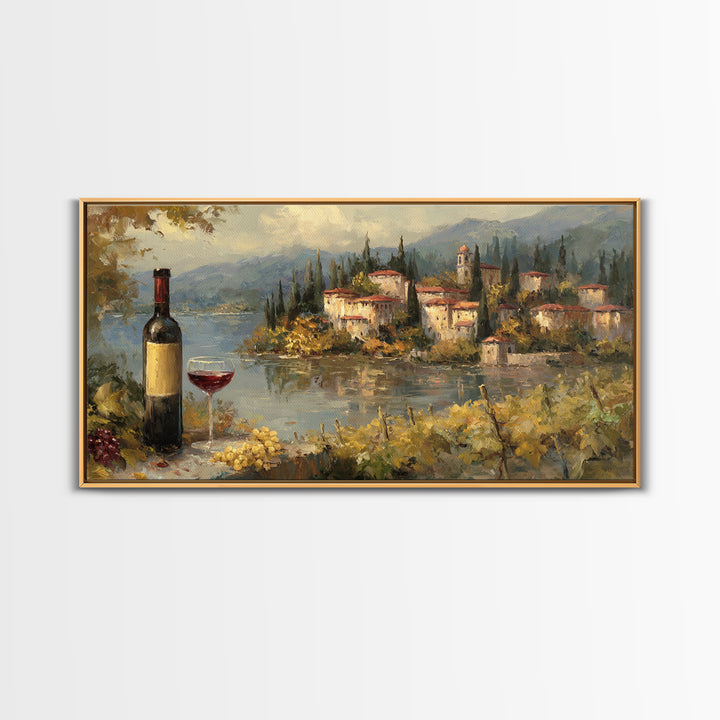 Italian Villa Vineyard Landscape Framed Canvas Print, Winery Art, Framed Art, Winery Decor, Fine Art, Vineyard, Landscape Art, WIN-2x1-88