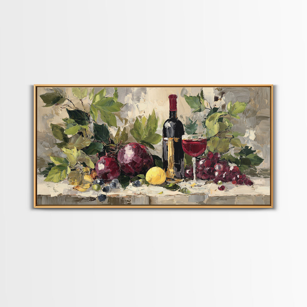 Burgundy Abstract with Gold Accents Framed Canvas Print, Winery Art, Artwork, Winery Decor, Abstract Art, Vineyard, Bar Decor, WIN-2x1-91