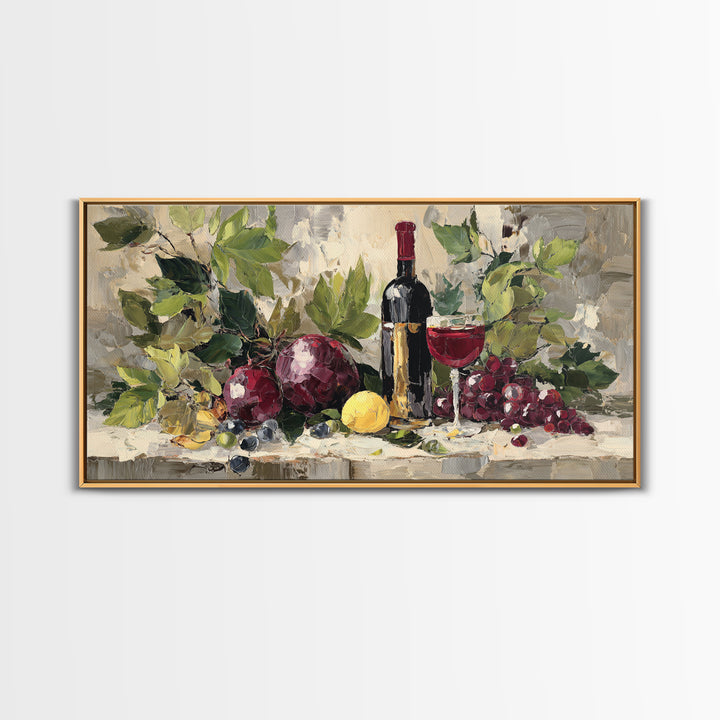 Burgundy Abstract with Gold Accents Framed Canvas Print, Winery Art, Artwork, Winery Decor, Abstract Art, Vineyard, Bar Decor, WIN-2x1-91