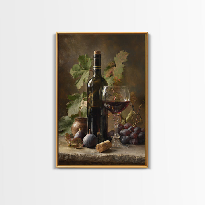 Wine Bottle and Glass Still Life Canvas Print, Winery Art, Contemporary Art, Winery Decor, Fine Art, Vineyard, Kitchen Decor, WIN-2x3-10