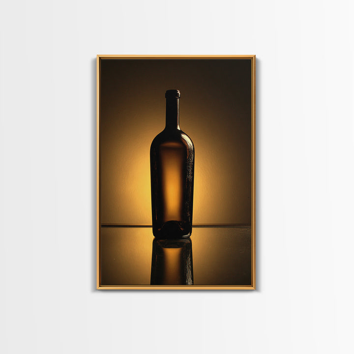 Black and Gold Wine Bottle Silhouette Framed Canvas Print, Winery Art, Modern Decor, Winery Decor, Fine Art, Vineyard, WIN-2x3-24