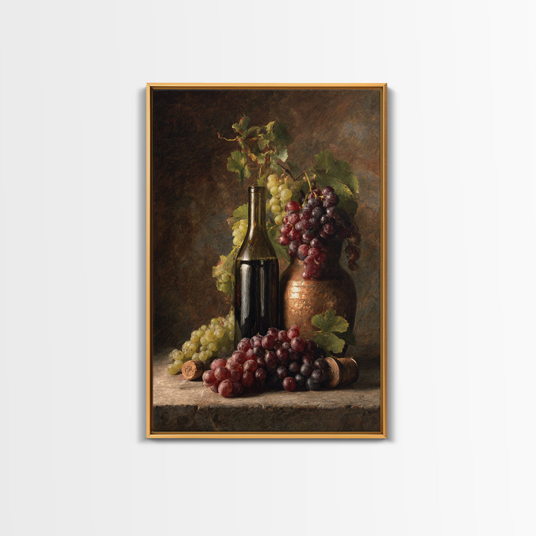 Single Grape Cluster Botanical Study Canvas Print, Winery Art, Oil Painting, Winery Decor, Watercolor Art, Vineyard, WIN-2x3-29