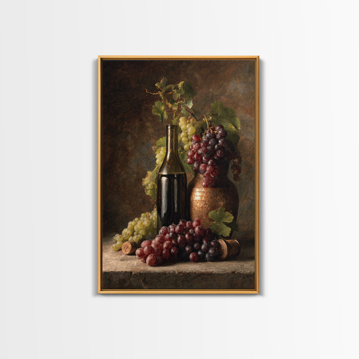 Single Grape Cluster Botanical Study Canvas Print, Winery Art, Oil Painting, Winery Decor, Watercolor Art, Vineyard, WIN-2x3-29