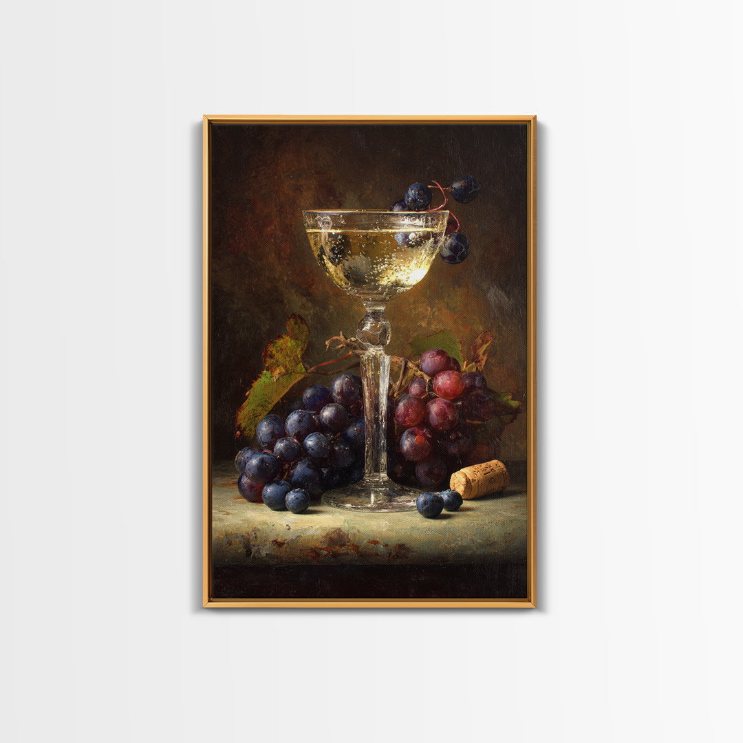 Champagne Coupe with Bubbles and Light Framed Canvas Print, Winery Art, Room Decor, Winery Decor, Fine Art, Vineyard, WIN-2x3-3