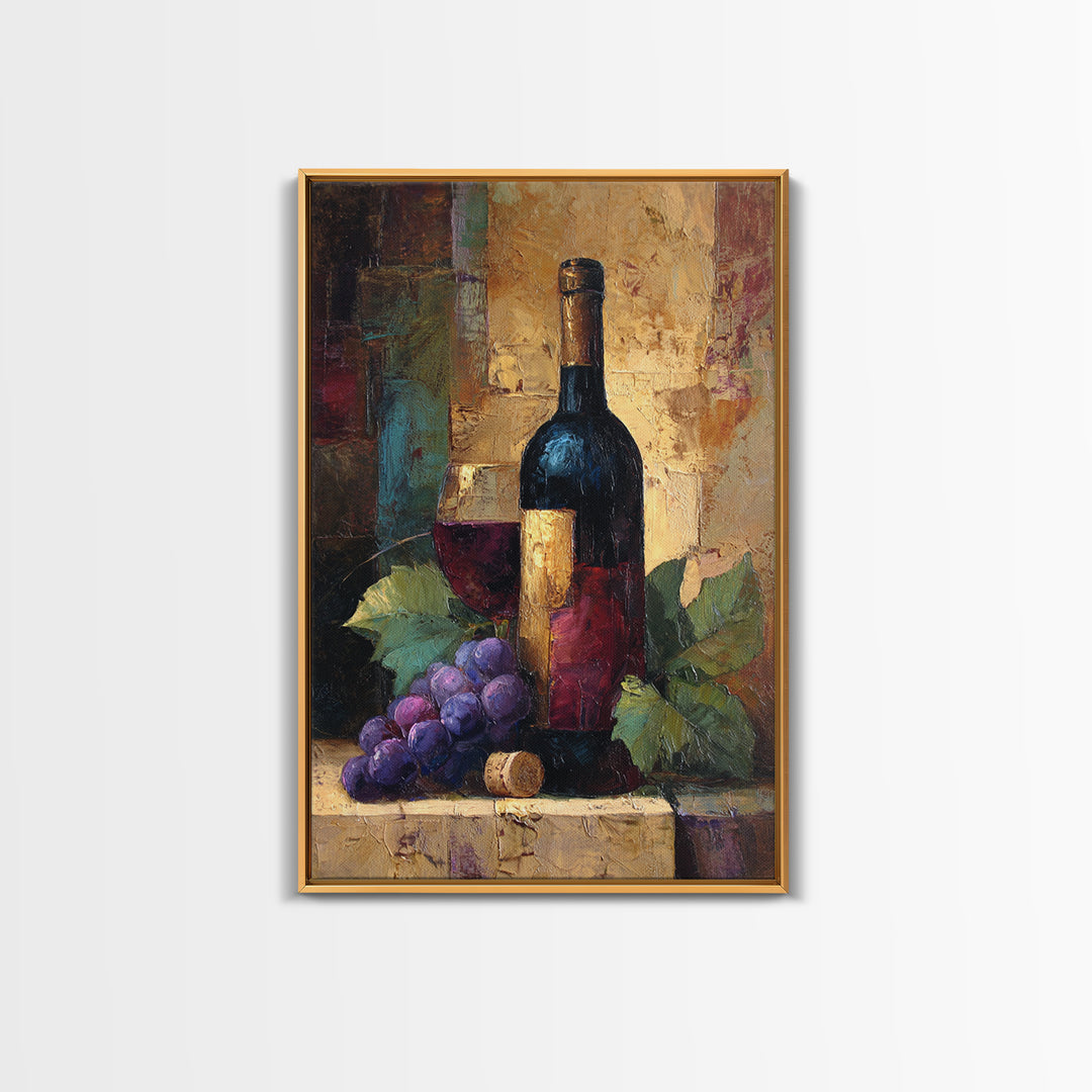 Burgundy Abstract with Gold Accents Canvas Print, Winery Art, Art, Winery Decor, Fine Art, Vineyard, Farmhouse Decor, WIN-2x3-31