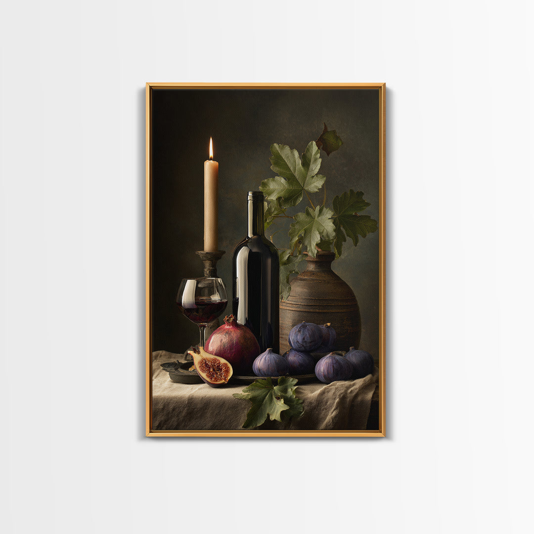 Pomegranate Figs and Red Wine Composition Canvas Print, Winery Art, Framed Art, Winery Decor, Fine Art, Vineyard, Landscape Art, WIN-2x3-49