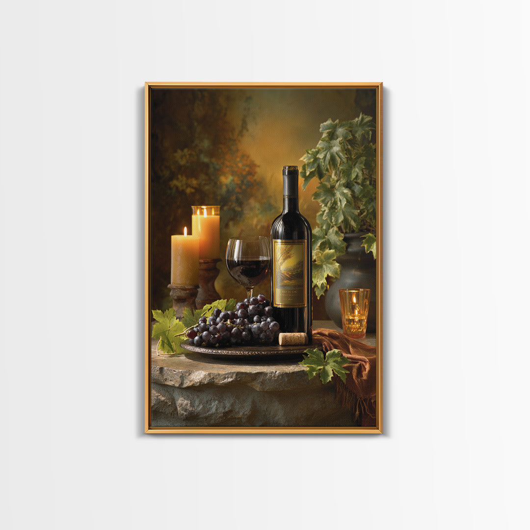 Italian Villa Vineyard Landscape Framed Canvas Print, Winery Art, Art, Winery Decor, Fine Art, Vineyard, Farmhouse Decor, WIN-2x3-52