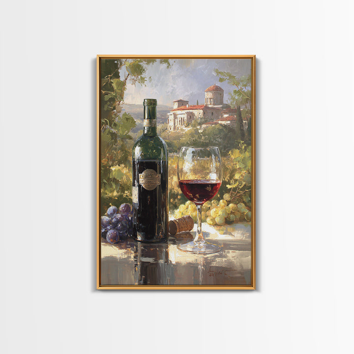 Italian Villa Vineyard Landscape Framed Canvas Print, Winery Art, Matisse Print, Winery Decor, Watercolor Art, Vineyard, WIN-2x3-76