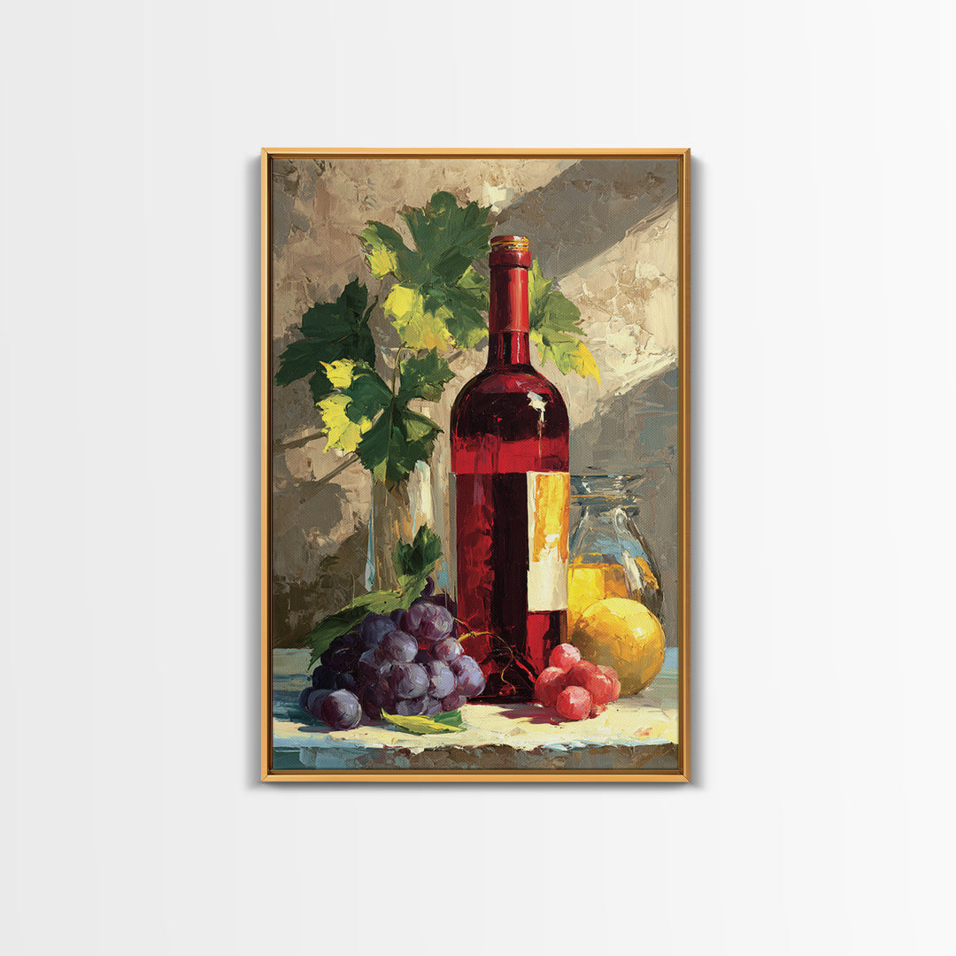 Burgundy Abstract with Gold Accents Canvas Print, Winery Art, Framed Art, Winery Decor, Abstract Art, Vineyard, Landscape Art, WIN-2x3-79
