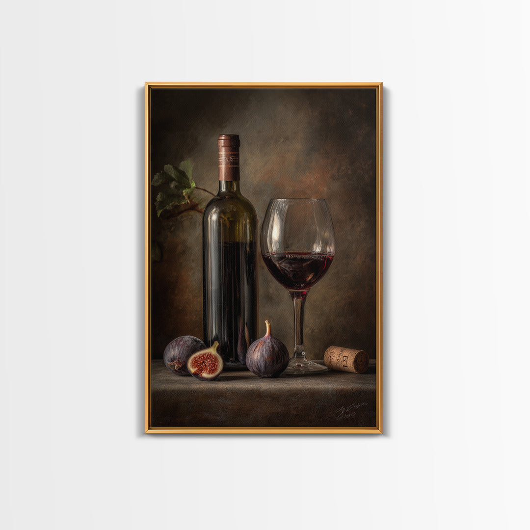 Wine Bottle and Glass Still Life Canvas Print, Winery Art, Artwork, Winery Decor, Vineyard, Bar Decor, Gallery Wall Art, WIN-2x3-82