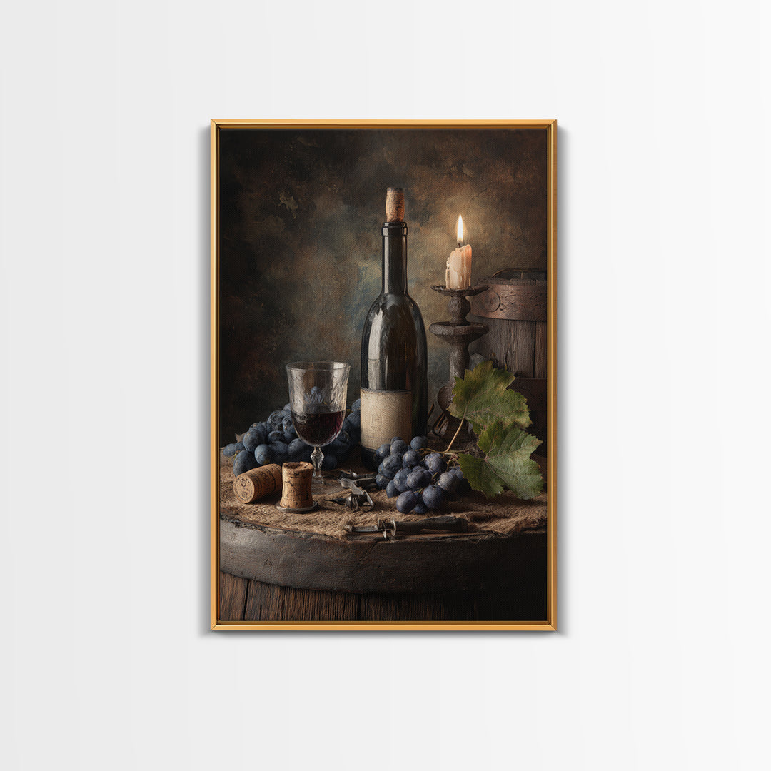 Corkscrew and Corks on Rustic Wood Framed Canvas Print, Winery Art, Modern Decor, Winery Decor, Fine Art, Vineyard, Wall Decor, WIN-2x3-84