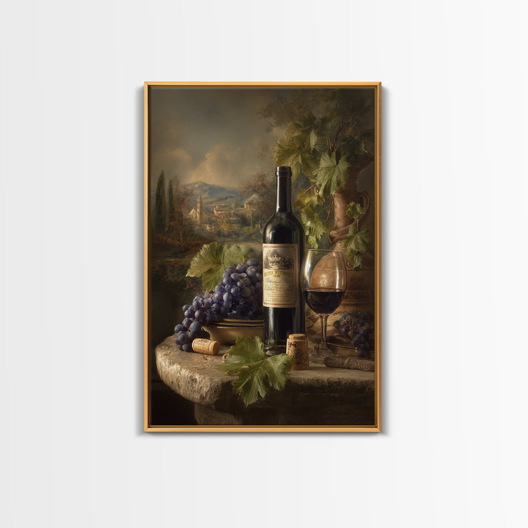 French Vineyard Hills Framed Canvas Print, Winery Art, Living Room Decor, Winery Decor, Fine Art, Vineyard, Travel Poster, WIN-2x3-88