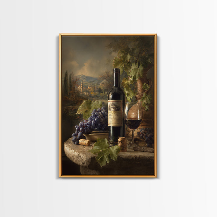French Vineyard Hills Framed Canvas Print, Winery Art, Living Room Decor, Winery Decor, Fine Art, Vineyard, Travel Poster, WIN-2x3-88