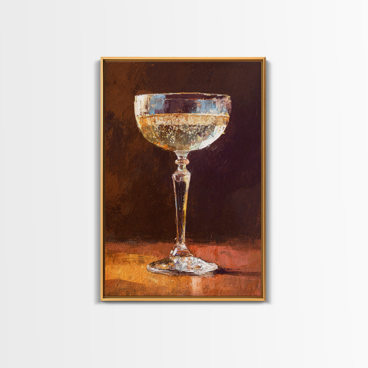 Champagne Coupe with Bubbles and Light Canvas Print, Winery Art, Gallery Wall Art, Winery Decor, Vineyard, Luxury Decor, WIN-2x3-99