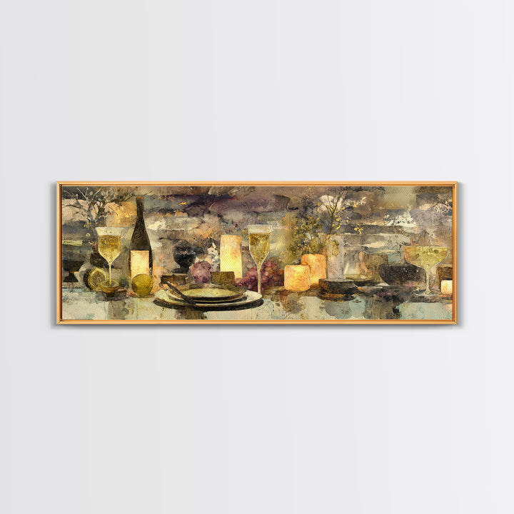 Champagne Coupe with Bubbles and Light Canvas Print, Winery Art, Cocktail Wall Art, Winery Decor, Watercolor Art, Vineyard, WIN-3x1-11