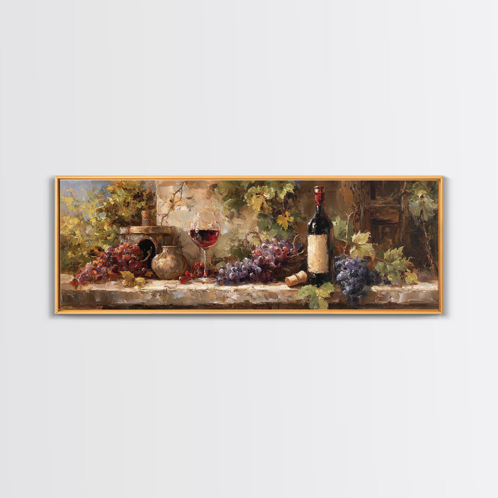 Italian Villa Vineyard Landscape Framed Canvas Print, Winery Art, Matisse Print, Winery Decor, Watercolor Art, Vineyard, WIN-3x1-12