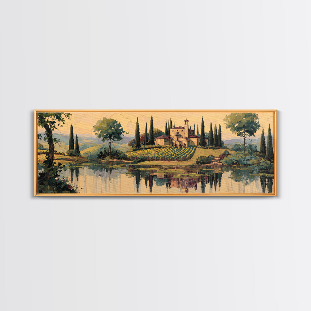 Italian Villa Vineyard Landscape Canvas Print, Winery Art, Gallery Decor, Winery Decor, Fine Art, Vineyard, Wall Art, WIN-3x1-36
